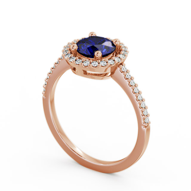 Halo Blue Sapphire and Diamond 1.20ct Ring 9K Rose Gold - Karina GEM7_RG_BS_SIDE