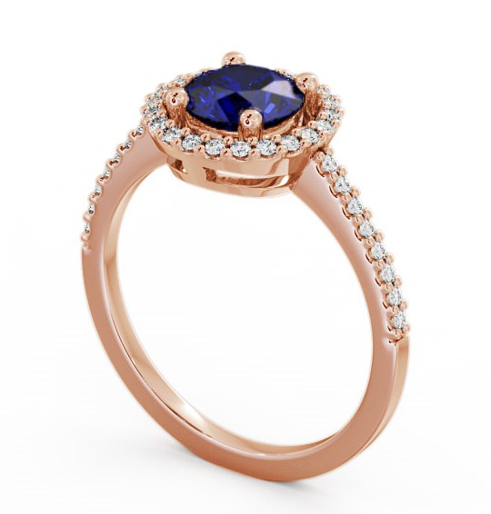 Halo Blue Sapphire and Diamond 1.20ct Ring 18K Rose Gold GEM7_RG_BS_THUMB1 