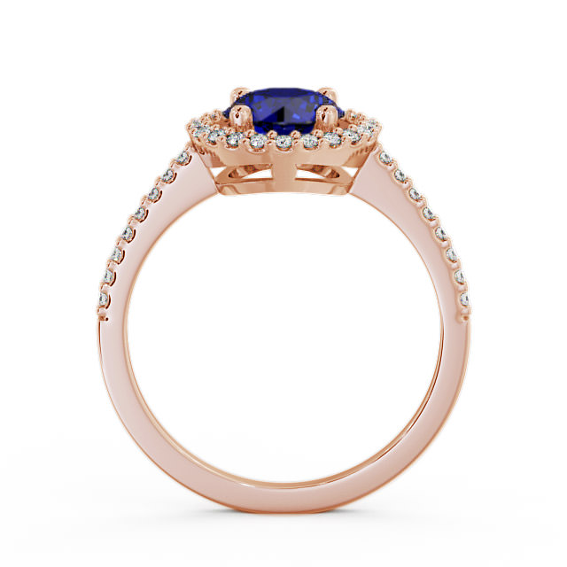 Halo Blue Sapphire and Diamond 1.20ct Ring 18K Rose Gold - Karina GEM7_RG_BS_UP