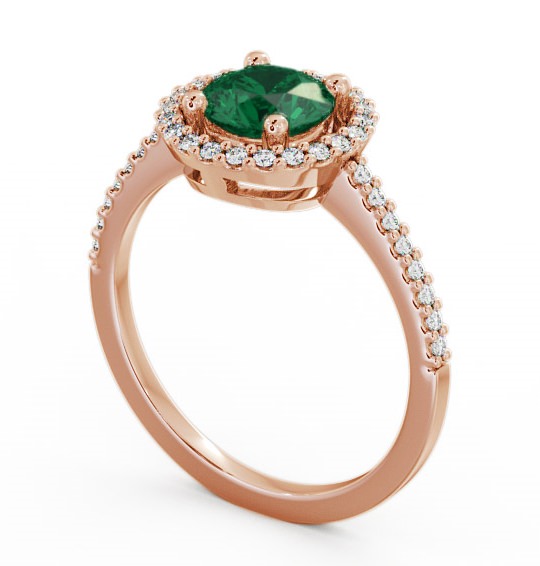 Halo Emerald and Diamond 0.95ct Ring 18K Rose Gold GEM7_RG_EM_THUMB1 