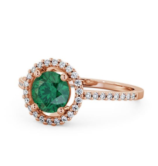 Halo Emerald and Diamond 0.95ct Ring 18K Rose Gold GEM7_RG_EM_THUMB2 