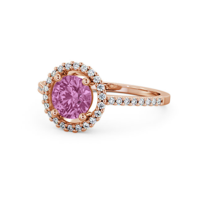 Halo Pink Sapphire and Diamond 1.20ct Ring 9K Rose Gold - Karina GEM7_RG_PS_FLAT