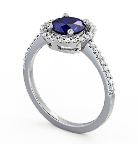 Halo Blue Sapphire and Diamond 1.20ct Ring 9K White Gold GEM7_WG_BS_THUMB1 