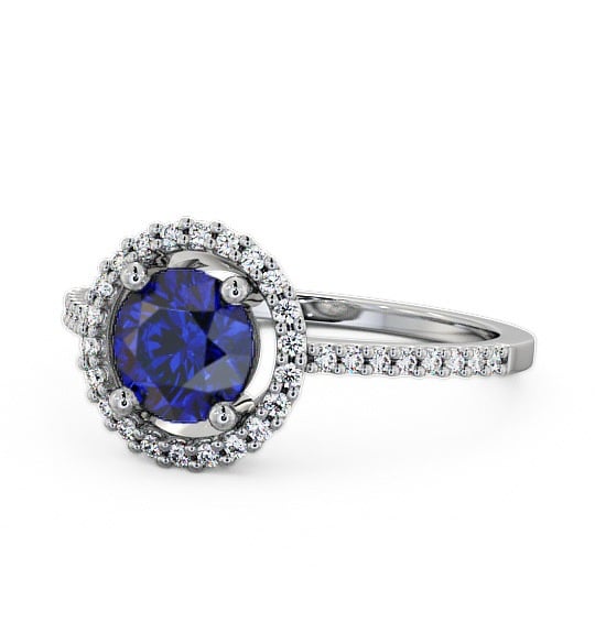 Halo Blue Sapphire and Diamond 1.20ct Ring 9K White Gold GEM7_WG_BS_THUMB2 