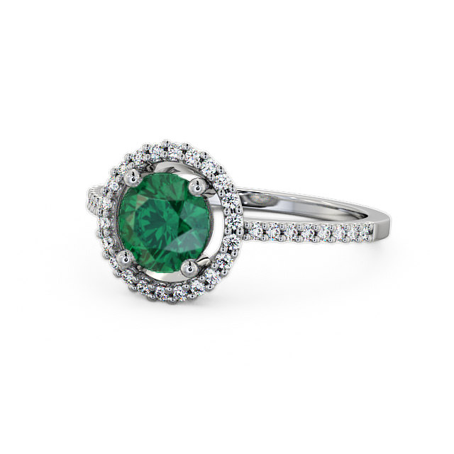 Halo Emerald And Diamond 0.95ct Ring 18K White Gold - Karina | Angelic ...