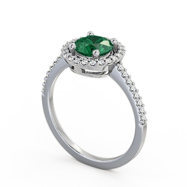 Halo Emerald and Diamond 0.95ct Ring 9K White Gold - Karina GEM7_WG_EM_SIDE
