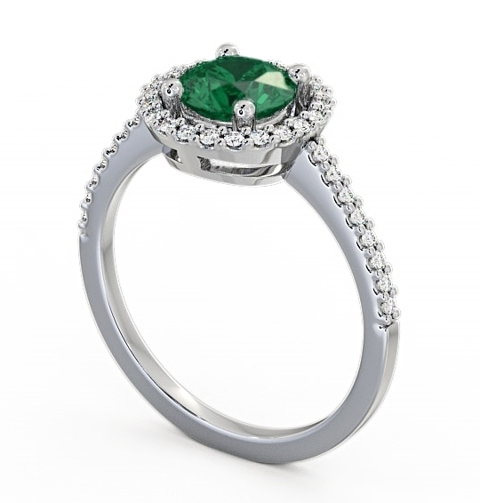 Halo Emerald and Diamond 0.95ct Ring 18K White Gold GEM7_WG_EM_THUMB1 
