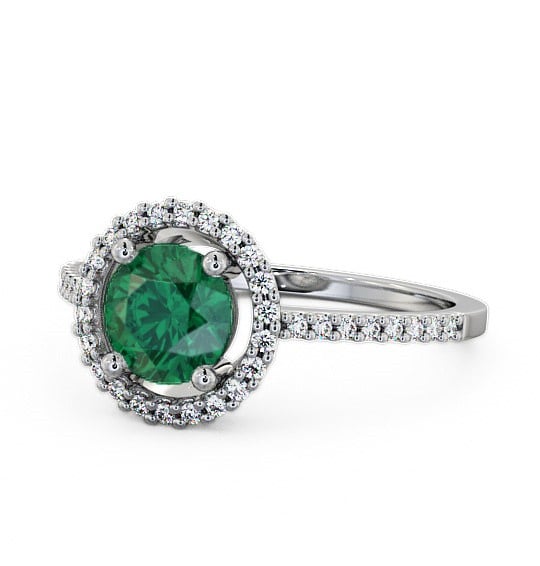 Halo Emerald and Diamond 0.95ct Ring 18K White Gold GEM7_WG_EM_THUMB2 