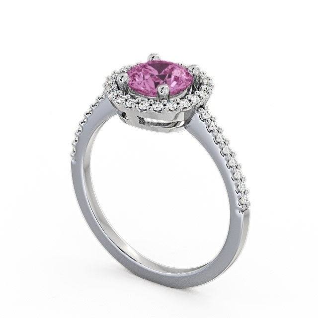 Halo Pink Sapphire and Diamond 1.20ct Ring Palladium - Karina GEM7_WG_PS_SIDE