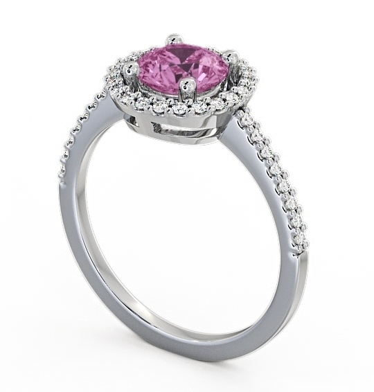 Halo Pink Sapphire and Diamond 1.20ct Ring 9K White Gold GEM7_WG_PS_THUMB1 