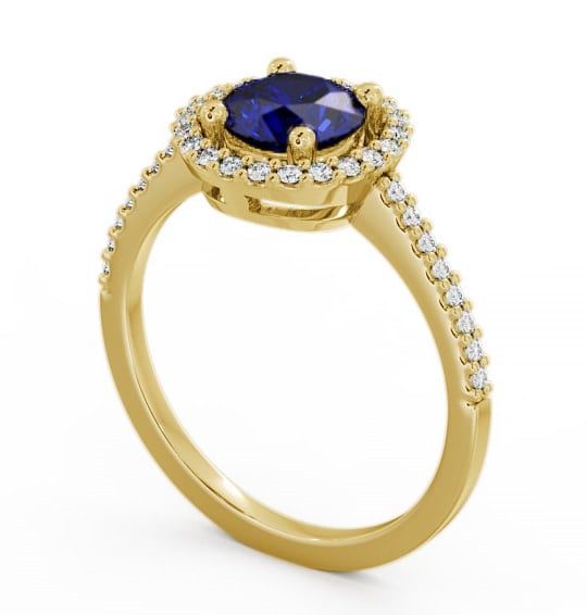  Halo Blue Sapphire and Diamond 1.20ct Ring 9K Yellow Gold - Karina GEM7_YG_BS_THUMB1 