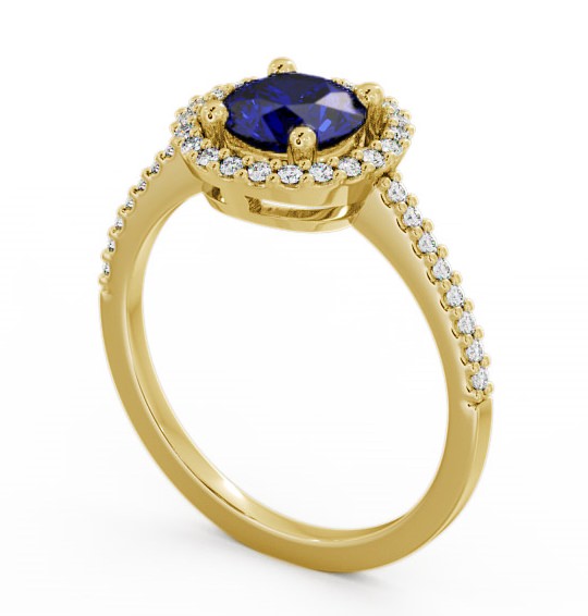 Halo Blue Sapphire and Diamond 1.20ct Ring 18K Yellow Gold GEM7_YG_BS_THUMB1 