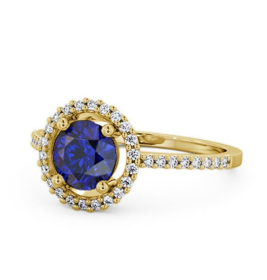 Halo Blue Sapphire and Diamond 1.20ct Ring 9K Yellow Gold GEM7_YG_BS_THUMB2 