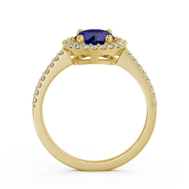 Halo Blue Sapphire and Diamond 1.20ct Ring 18K Yellow Gold - Karina GEM7_YG_BS_UP