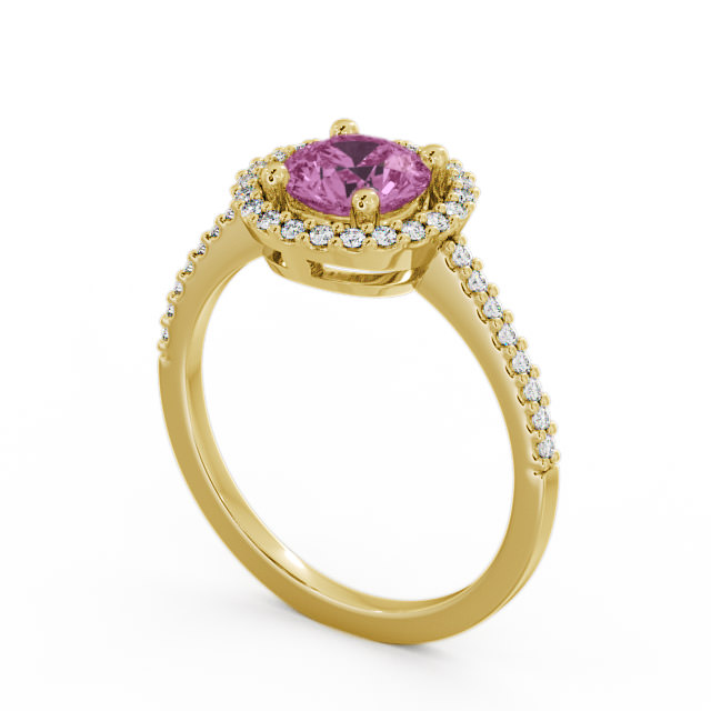 Halo Pink Sapphire and Diamond 1.20ct Ring 18K Yellow Gold - Karina