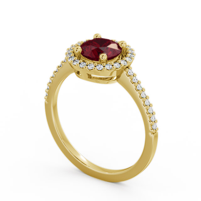 Halo Ruby and Diamond 1.20ct Ring 9K Yellow Gold - Karina GEM7_YG_RU_SIDE