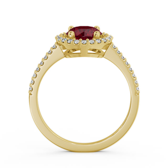 Halo Ruby and Diamond 1.20ct Ring 18K Yellow Gold - Karina GEM7_YG_RU_UP