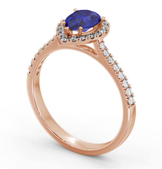 Halo Blue Sapphire and Diamond 1.20ct Ring 18K Rose Gold GEM80_RG_BS_THUMB1