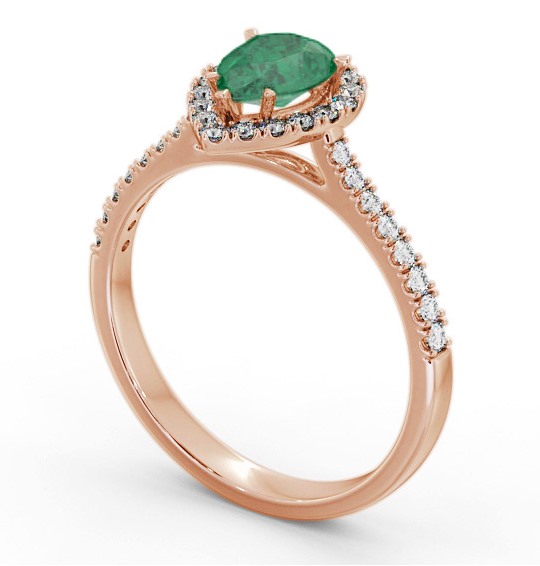 Halo Emerald and Diamond 1.05ct Ring 9K Rose Gold GEM80_RG_EM_THUMB1