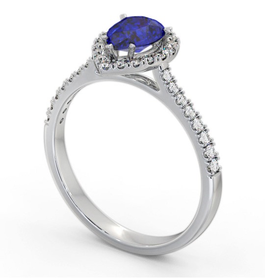 Halo Blue Sapphire and Diamond 1.20ct Ring 18K White Gold GEM80_WG_BS_THUMB1 