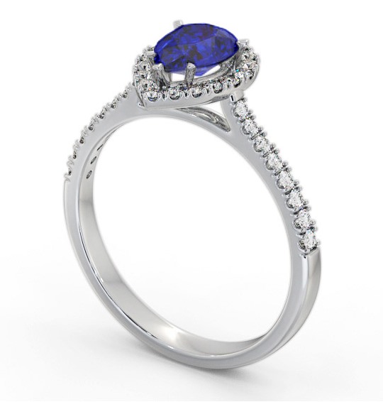 Halo Blue Sapphire and Diamond 1.20ct Ring Palladium GEM80_WG_BS_THUMB1