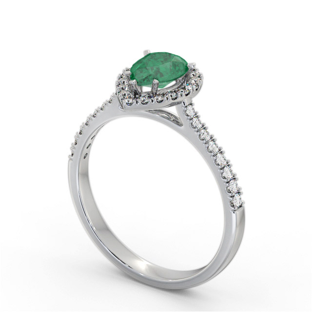 Halo Emerald and Diamond 1.05ct Ring 18K White Gold - Tulari GEM80_WG_EM_SIDE