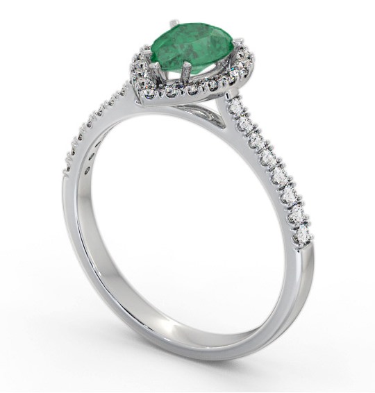 Halo Emerald and Diamond 1.05ct Ring 18K White Gold GEM80_WG_EM_THUMB1 