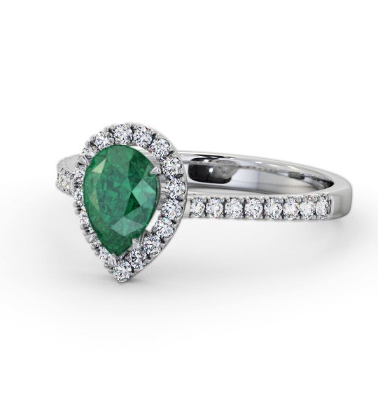 Halo Emerald and Diamond 1.05ct Ring 18K White Gold GEM80_WG_EM_THUMB2 