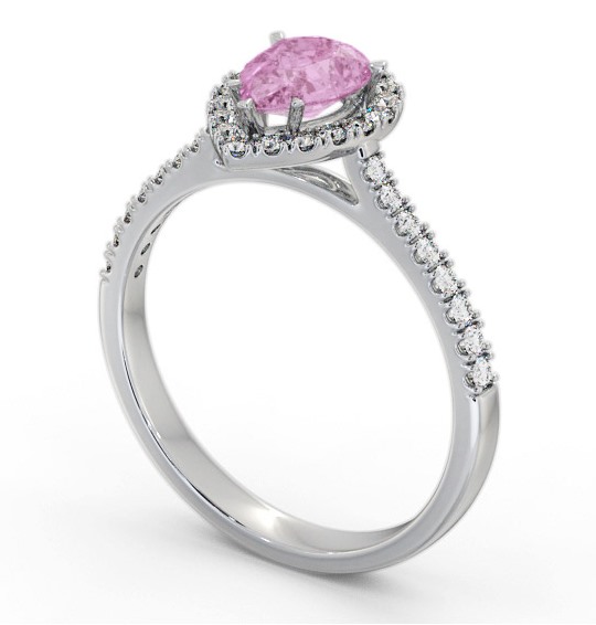 Halo Pink Sapphire and Diamond 1.20ct Ring Palladium GEM80_WG_PS_THUMB1 