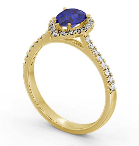Halo Blue Sapphire and Diamond 1.20ct Ring 18K Yellow Gold GEM80_YG_BS_THUMB1