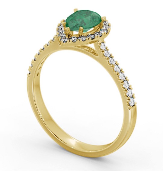Halo Emerald and Diamond 1.05ct Ring 9K Yellow Gold GEM80_YG_EM_THUMB1 