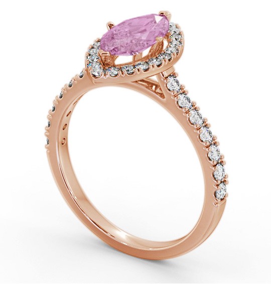 Halo Pink Sapphire and Diamond 1.05ct Ring 18K Rose Gold GEM81_RG_PS_THUMB1