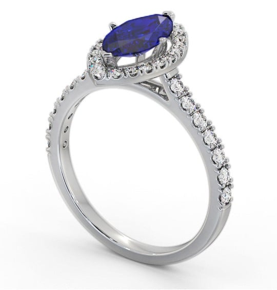 Halo Blue Sapphire and Diamond 1.05ct Ring Palladium GEM81_WG_BS_THUMB1