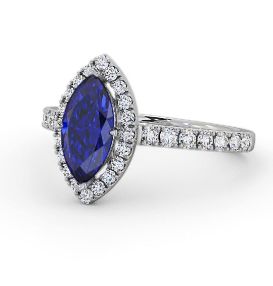 Halo Blue Sapphire and Diamond 1.05ct Ring 9K White Gold GEM81_WG_BS_THUMB2 