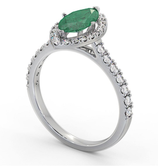  Halo Emerald and Diamond 0.90ct Ring 18K White Gold - Kathleen GEM81_WG_EM_THUMB1 