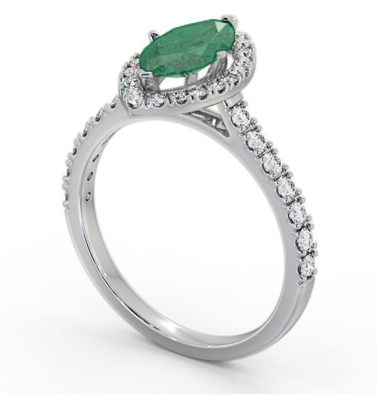 Halo Emerald and Diamond 0.90ct Ring 18K White Gold GEM81_WG_EM_THUMB1 