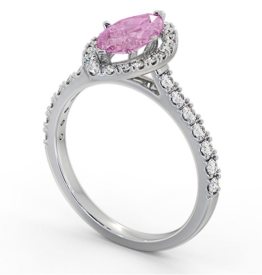 Halo Pink Sapphire and Diamond 1.05ct Ring 18K White Gold GEM81_WG_PS_THUMB1 