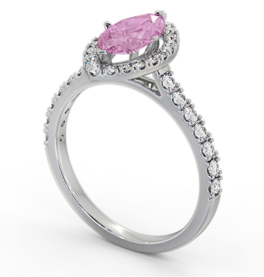 Halo Pink Sapphire and Diamond 1.05ct Ring Palladium GEM81_WG_PS_THUMB1