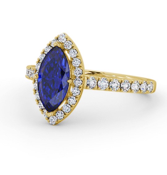 Halo Blue Sapphire and Diamond 1.05ct Ring 18K Yellow Gold GEM81_YG_BS_THUMB2 