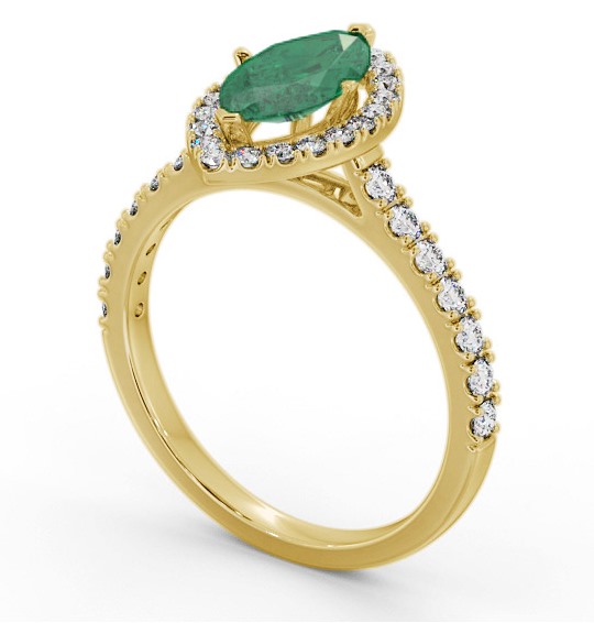 Halo Emerald and Diamond 0.90ct Ring 18K Yellow Gold GEM81_YG_EM_THUMB1