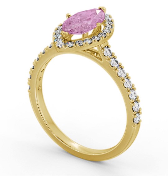 Halo Pink Sapphire and Diamond 1.05ct Ring 9K Yellow Gold GEM81_YG_PS_THUMB1