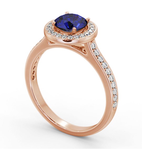 Halo Blue Sapphire and Diamond 1.65ct Ring 18K Rose Gold GEM82_RG_BS_THUMB1 