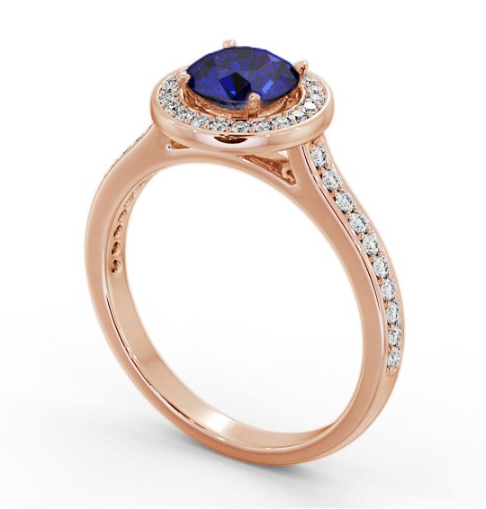 Halo Blue Sapphire and Diamond 1.65ct Ring 9K Rose Gold GEM82_RG_BS_THUMB1