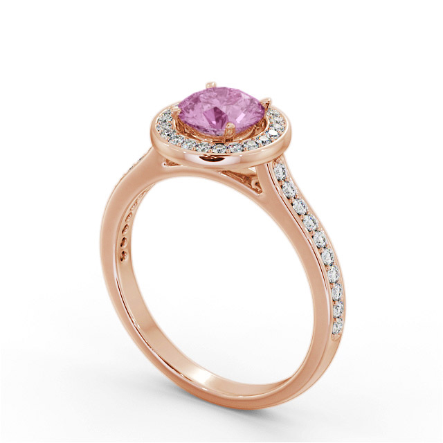 Halo Pink Sapphire and Diamond 1.65ct Ring 9K Rose Gold - Haisley GEM82_RG_PS_SIDE