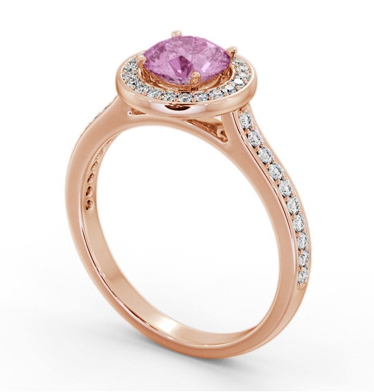 Halo Pink Sapphire and Diamond 1.65ct Ring 18K Rose Gold GEM82_RG_PS_THUMB1