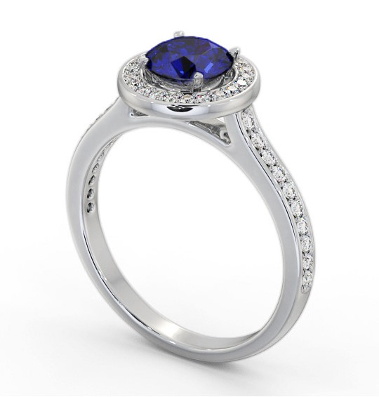 Halo Blue Sapphire and Diamond 1.65ct Ring 9K White Gold GEM82_WG_BS_THUMB1 