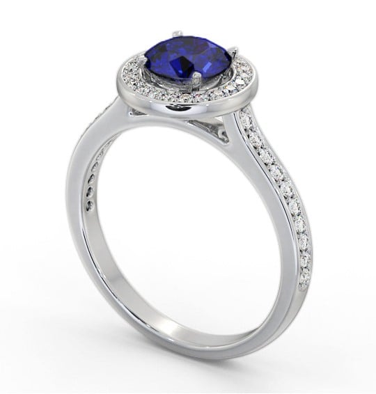 Halo Blue Sapphire and Diamond 1.65ct Ring Palladium GEM82_WG_BS_THUMB1