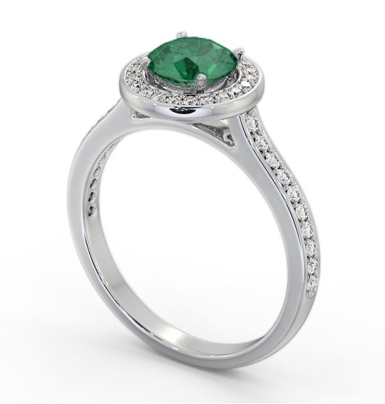 Halo Emerald and Diamond 1.50ct Ring 18K White Gold GEM82_WG_EM_THUMB1 