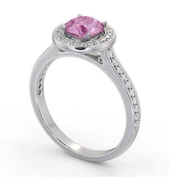 Halo Pink Sapphire and Diamond 1.65ct Ring Palladium GEM82_WG_PS_THUMB1