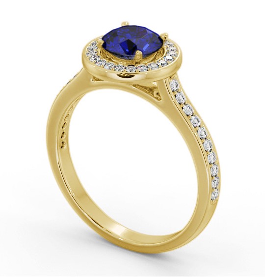 Halo Blue Sapphire and Diamond 1.65ct Ring 9K Yellow Gold GEM82_YG_BS_THUMB1